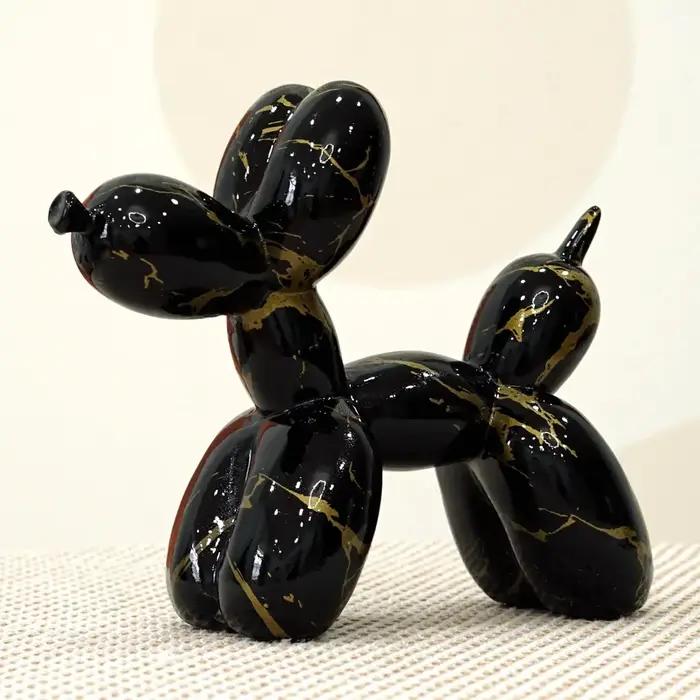 Vilead Graffiti ballon chien Sculpture noir blanc chiot vivant Figurines salle de bain chambre table décoration