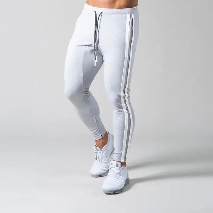 Nouveau Patchwork rayures pantalons hommes vêtements de sport droits couleur unie
