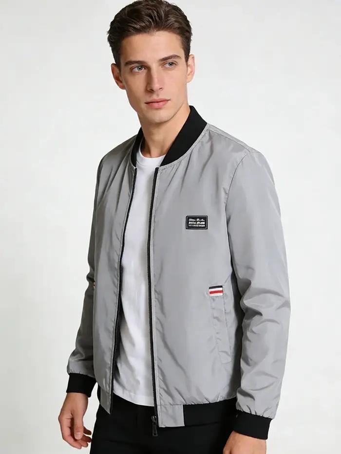Coupe-vent léger pour homme avec poche zippée, veste décontractée, manteau d'extérieur, printemps, a