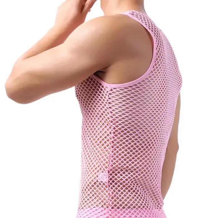 Débardeur transparent et sexy pour homme, hauts en polyester oxford université, style sportif, pour les quatre saisons, à la maison ou pour des occasions spéciales