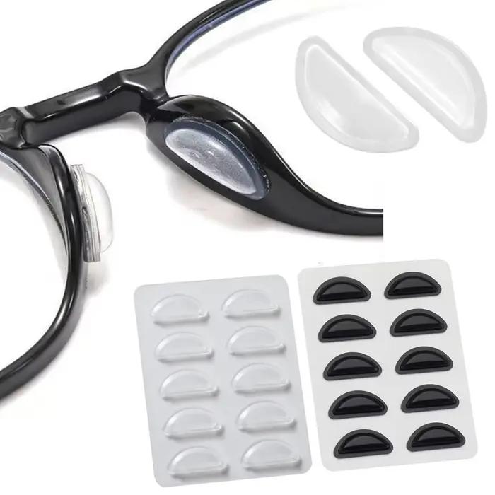 Plaquettes nasales antidérapantes en silicone souple pour montures en plastique - Blanc, Gris, Noir - Stabilité et confort pour lunettes de vue, soleil et correction