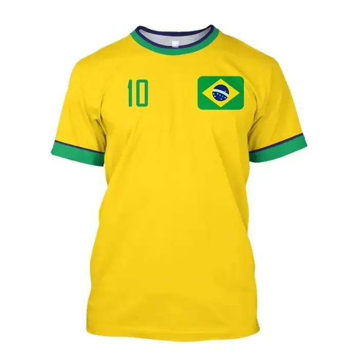 Maillot de football de l'équipe nationale du Brésil n°10, unisexe, pour adultes et enfants, t-shirt de sport respirant à manches courtes, séchage rapide