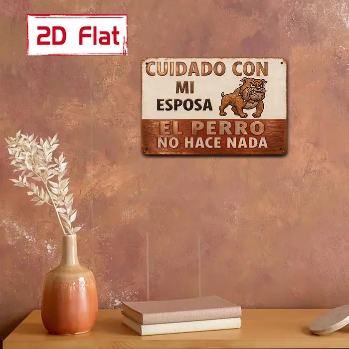 Panneau 2D plat 20x30cm avec texte espagnol « Attention