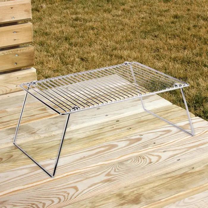 Grille de feu de camp pliante pour camping barbecue pique-nique randonnée voyage pêche occasionnels usage extérieur