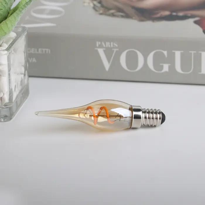 Ampoule LED à filament spiralé en forme de flamme, bougie rétro, ampoule de lustre à intensité varia