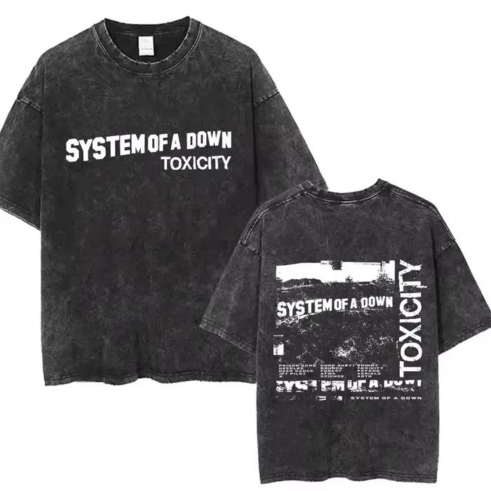 Système d'un Album de toxicité duvet graphique lavé T-shirts hommes femmes Rock surdimensionné t-shi