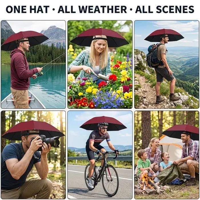 Parapluie de tête pliable anti-soleil et anti-pluie