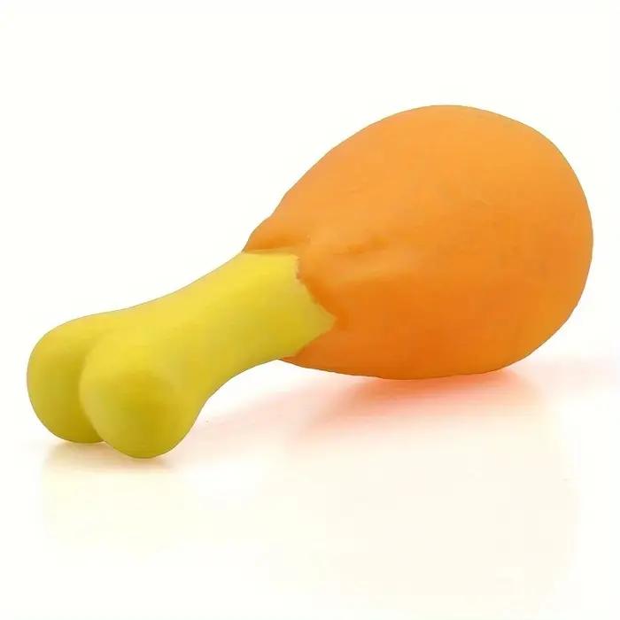 1 jouet pour chien en forme de jambe de poulet qui couine - Caoutchouc durable et non toxique