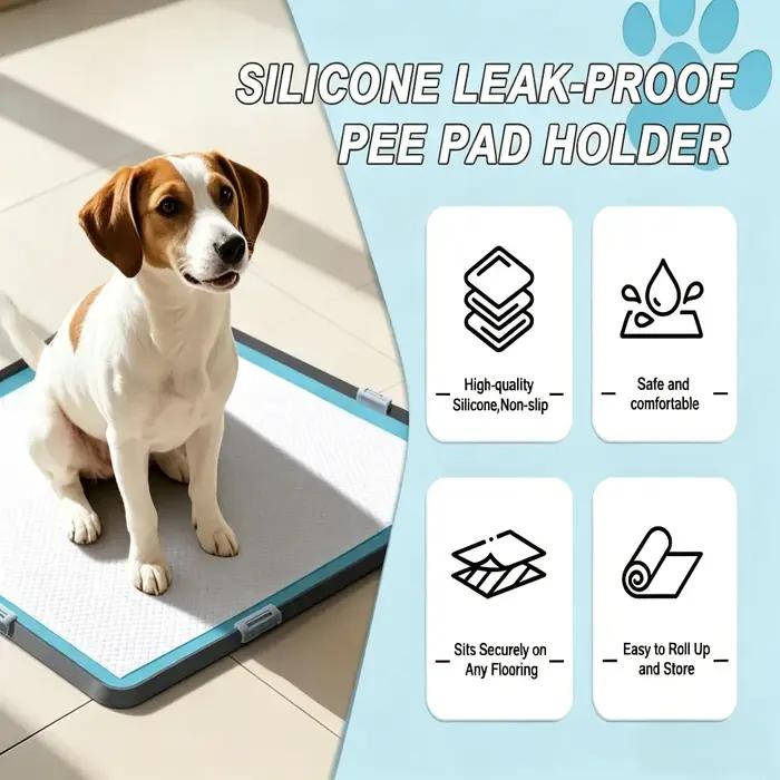 Support pour tapis de propreté pour chien avec bords surélevés
