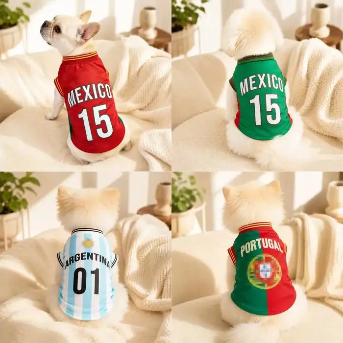Maillot de football pour chien Mexique Argentine Portugal Vêtements de sport pour animaux de compagnie T-shirt