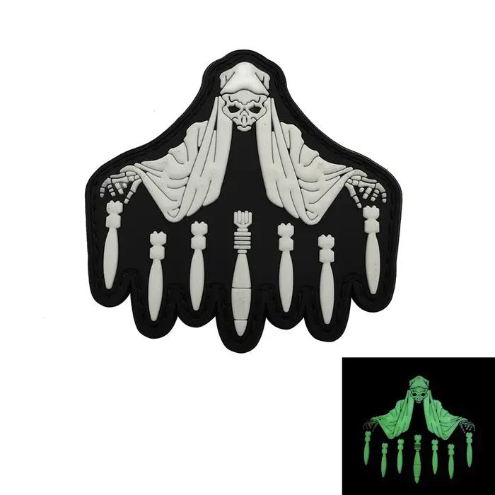 Badge tactique 3D en caoutchouc brillant pour Halloween avec sangles applicables fantaisie nocturne occaions spéciales