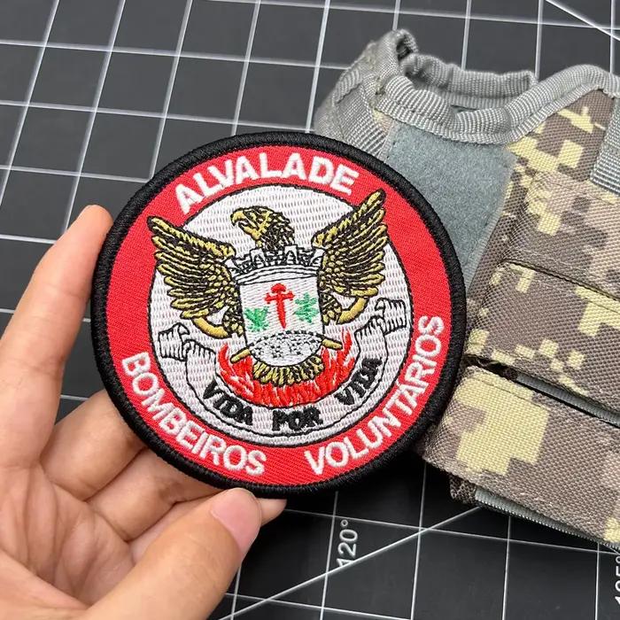 Drapeau espagnol, badge brodé du département des pompiers espagnol portugais utilisé pour la décoration de sac à dos de veste, avec support à crochet