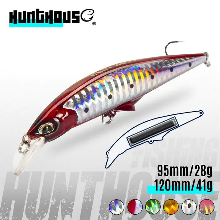 Hunthouse Original G-control Minnow Wobblers leurre de pêche coulant lent appât dur 95mm 120mm eau de mer pour truite bar poisson matériel de pêche occasionnelle pêche en bateau plage réservoir étang