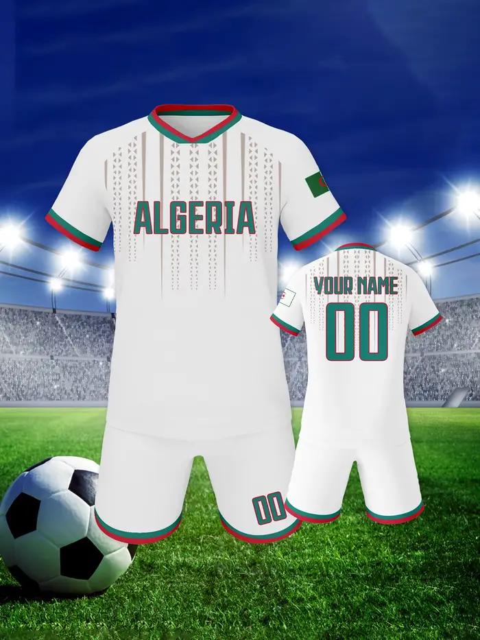Ensemble de football personnalisé de l'Algérie avec nom et numéro, tenue d'entraînement respirante de l'équipe nationale pour enfants et jeunes occasions spéciales
