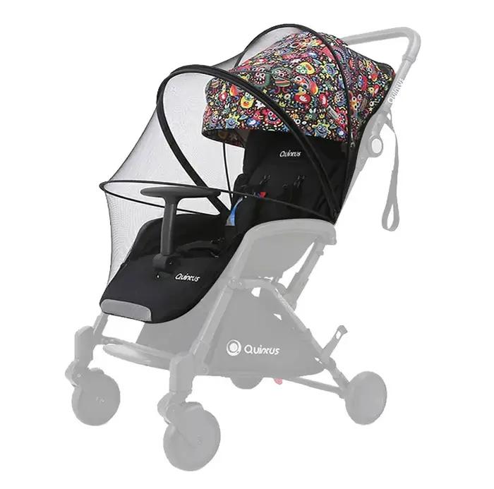 Moustiquaire de protection en coton et fibre synthétique rouge pour poussette et berceau avec barre de support pour bébé et enfant