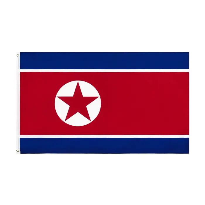 Drapeau de la Corée du Nord 90x150cm en polyester pour décoration intérieure et extérieure occassions historiques et événements