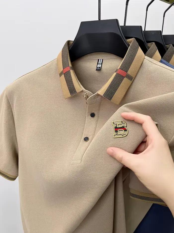 Polo logo luxueux homme en coton polyester décontracté avec motifs lettres pour été et occasions quotidiennes
