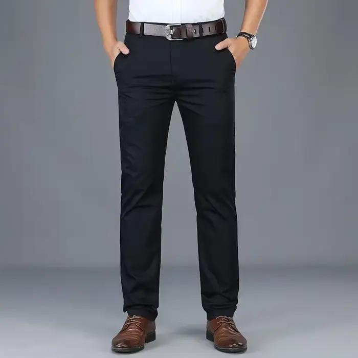 Pantalon slim homme été vert noir kaki coton business casual mode chasse urbaine 30-40