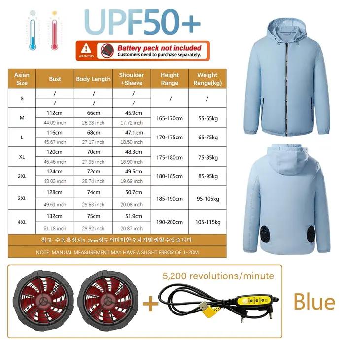 Vêtements climatisés d'extérieur - Veste légère d'été pour homme avec ventilateur électrique intégré pour le refroidissement et la protection contre la chaleur - Fi