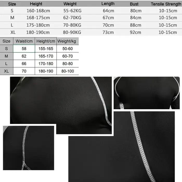 Dean M-Survêtement de sport à manches longues pour homme, ensemble t-shirt et leggings de fitness, y