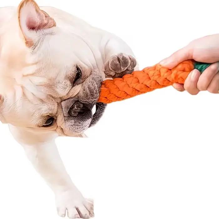 Jouet pour chien en forme de carotte résistant aux morsures avec nœud en corde
