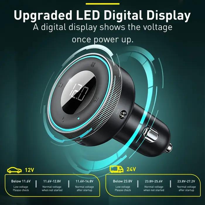 Baseus FM transmetteur modulateur voiture sans fil Bluetooth 5.0 USB chargeur rapide Auto Aux Radio