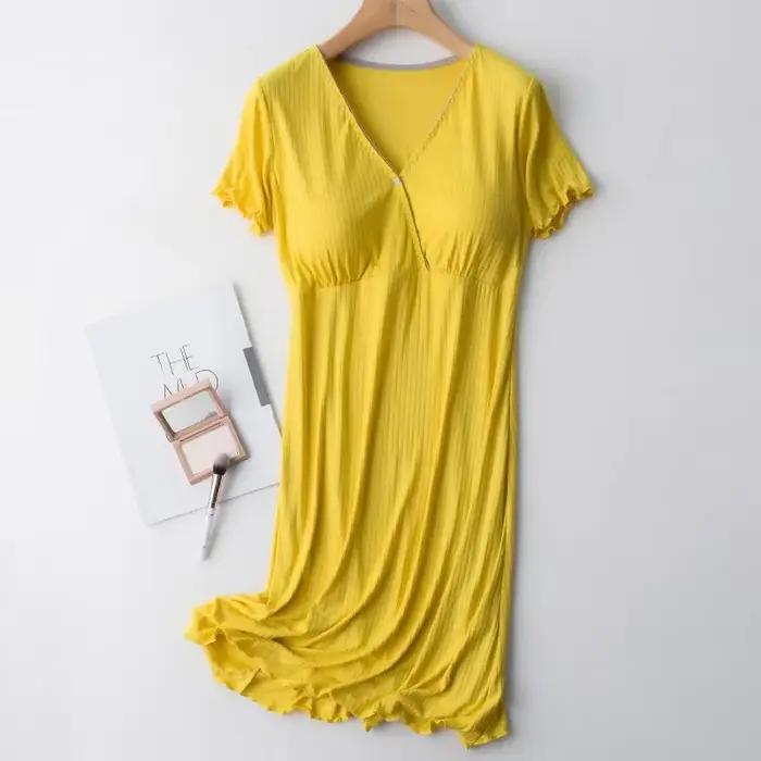 Pyjama allaitement maternité vêtements grossesse ete coton robe pour femme enceinte chemise de nuit