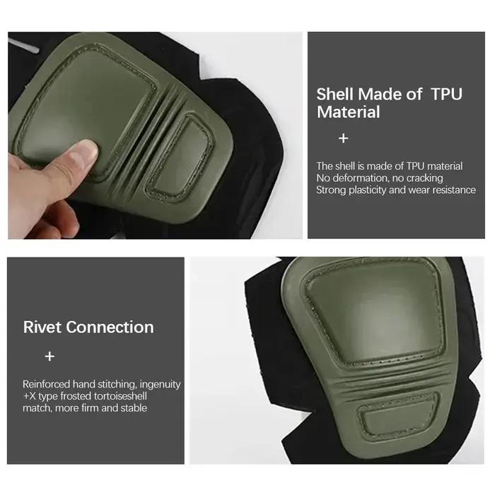 Kit de protections genoux et coudes tactiques camouflage - Équipement de chasse et combat outdoor