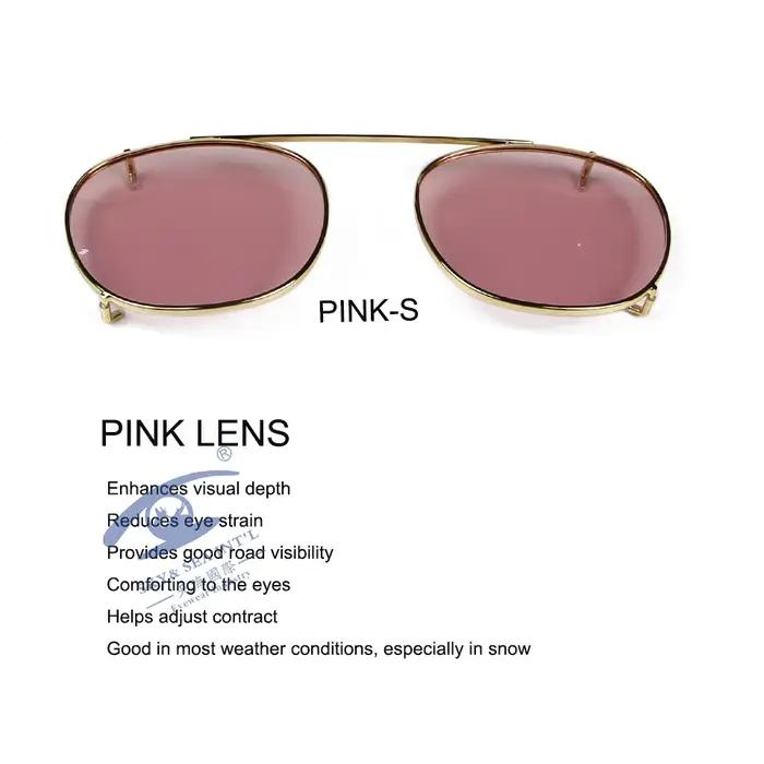 Depp Style rond Clip sur lunettes de soleil lentille bleu rose jaune vert
