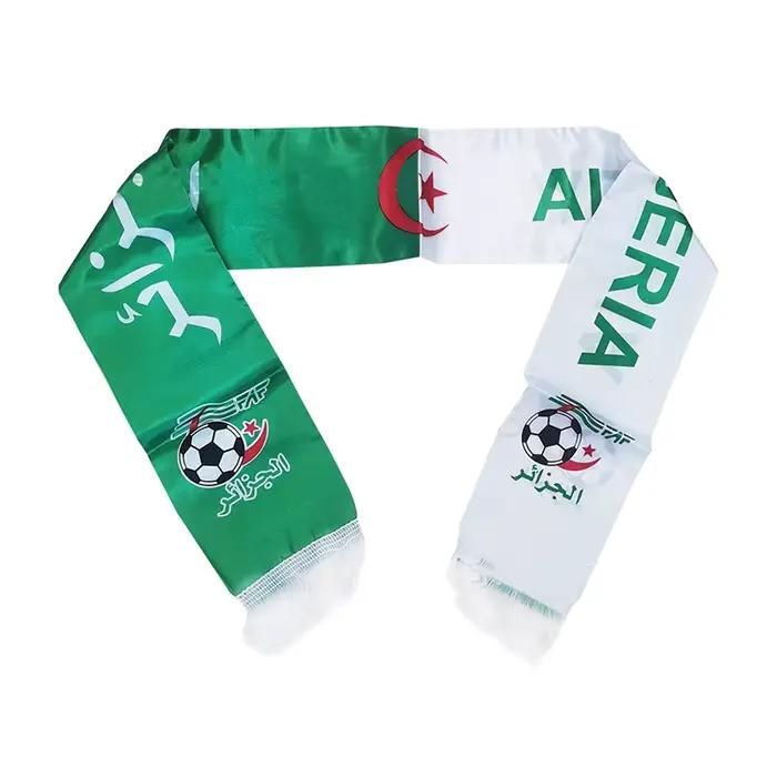 Echarpe drapeau algérien personnalisée equipe de football imprimée en satin polartec pour decoration maison et célébrations patriotes