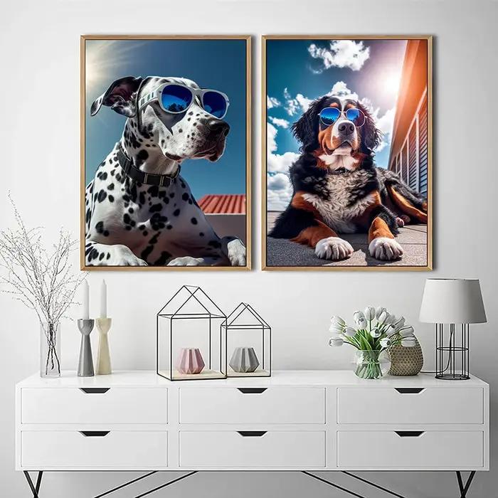 Chien portant des lunettes de soleil affiche et image plage