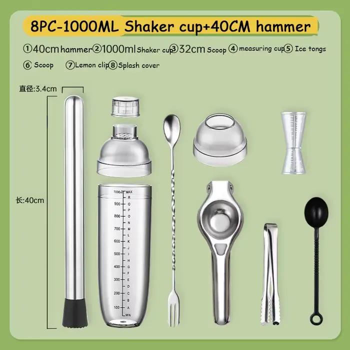 Ensemble de barman Boston Kit de cocktail en acrylique pour boissons mélangées et cocktails à domicile occasions spéciales soirée amicale