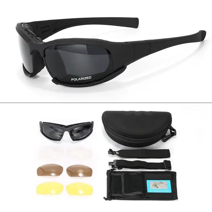 Lunettes tactiques 4 lentilles polarisées - Protection anti-vent et anti-poussière pour sports extrêmes