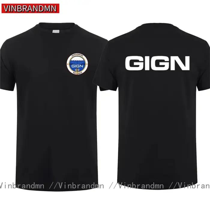 T-shirt Gendarmerie française en coton pour hommes, décontracté, col rond, polyvalent, respirant, confortable et élégant pour occasions spéciales et quotidiennes
