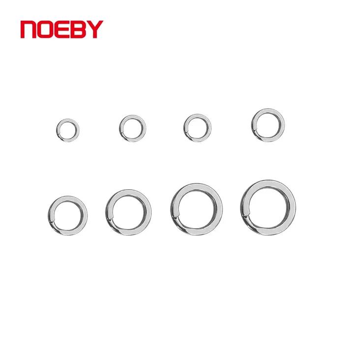 Noeby-anneaux fendus en acier inoxydable, pêche robuste, connecteur à Double anneau, crochet à press