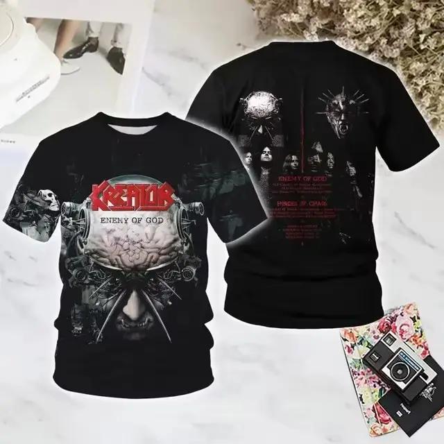 Nouveau Rock Kreator Band 3D imprimé hommes et femmes T-shirts mode manches courtes Hip Hop rue haut