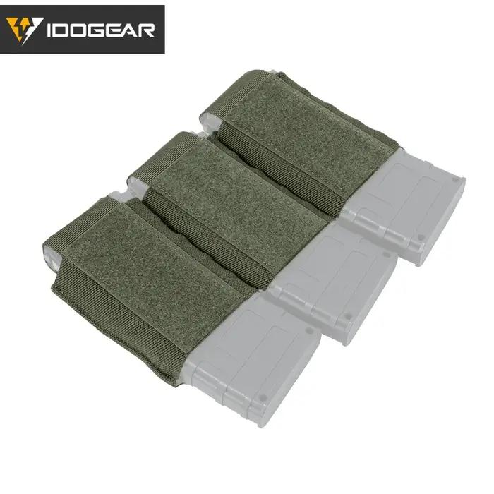 Poche triple chargeurs IDOGEAR 3598 : étui élastique hook loop accès rapide pour plateformes tactiques