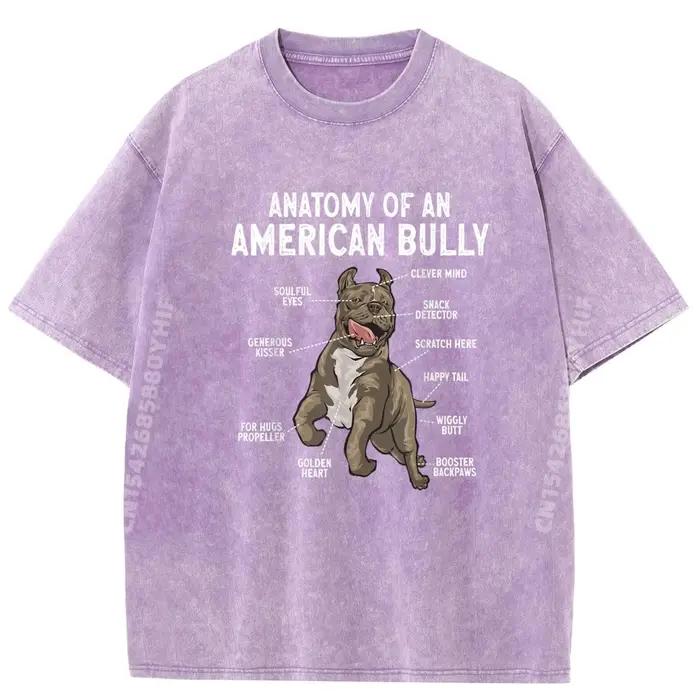 American Bully Dog Anatomy Of An American Bully T-shirts graphiques bleus et blancs Camisas De Hombre Normal
