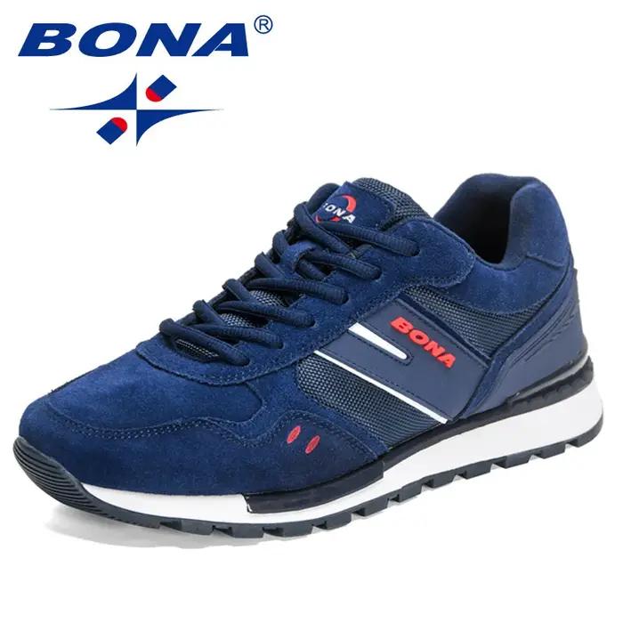 Chaussures de course Bona homme microfibre stables pour terrain dur marathons grandes tailles confortables baskets sportives