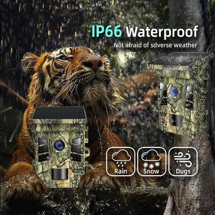 Caméra de chasse solaire SNGUSCAM 32MP avec détection de mouvement PIR pour surveillance de la faune et suivi en extérieur
