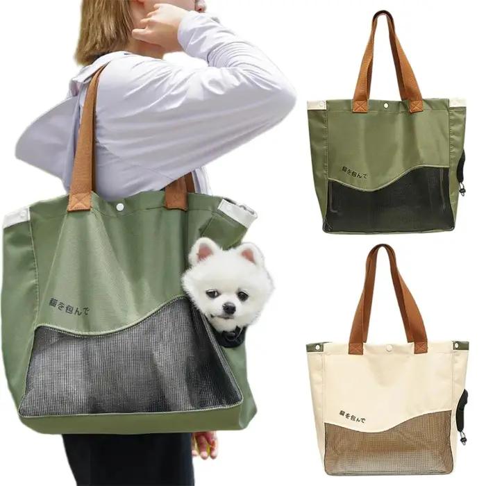 Sac de transport respirant pour animaux de compagnie, sac à main, sac à bandoulière, pour chiens et chats de petite et moyenne taille, en toile Oxford, portable, pour voyages en plein air, accessoires