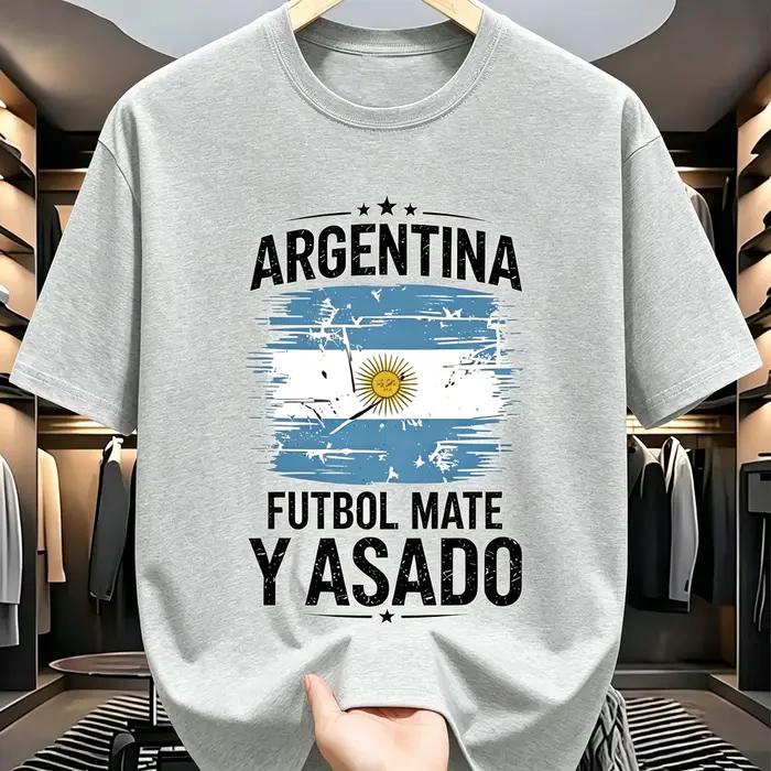 T-shirt à manches courtes pour hommes avec slogan créatif sur la culture du football argentin