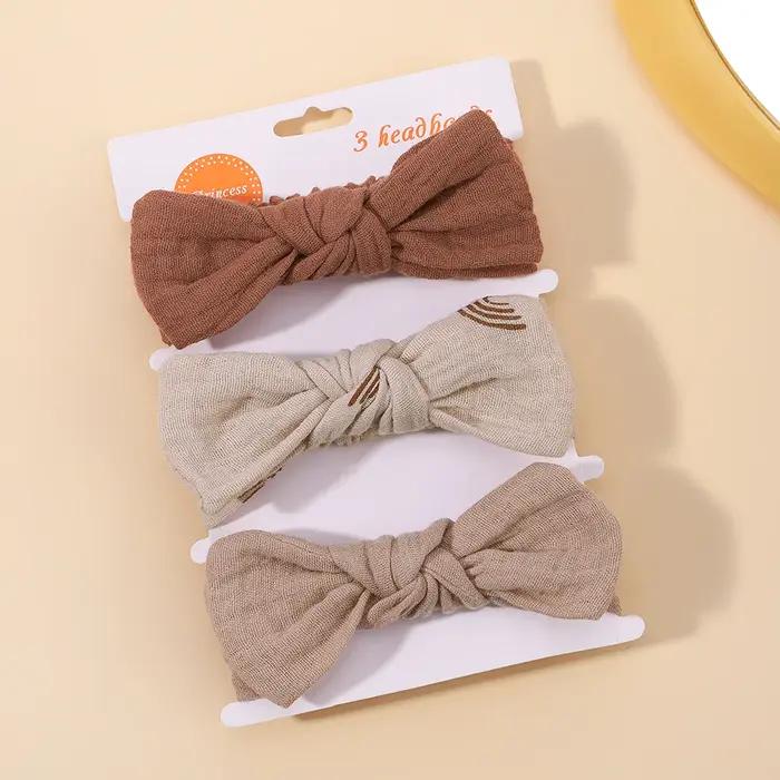3 pièces bébé filles bandeau ensemble nœud noeud tête enveloppement pansement enfants tout-petits chapeaux