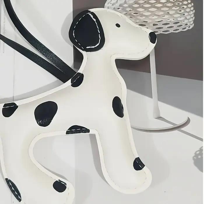 Porte-clés en cuir uni chien blanc moderne pour homme femme occasion anniversaire cadeau unique