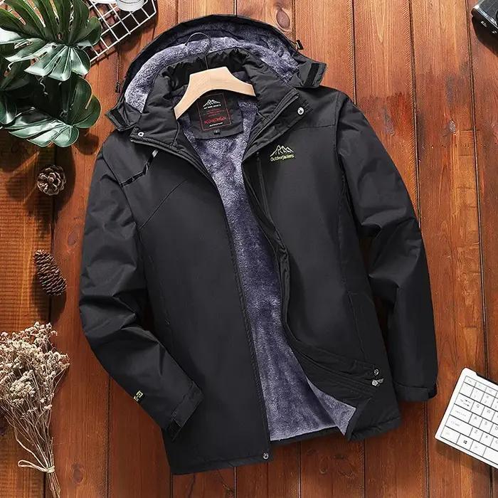 Veste d'escalade en plein air pour homme, coton épais, doublure polaire, fermeture éclair, grandes tailles, hiver, alpinisme, randonnée, activités de plein air