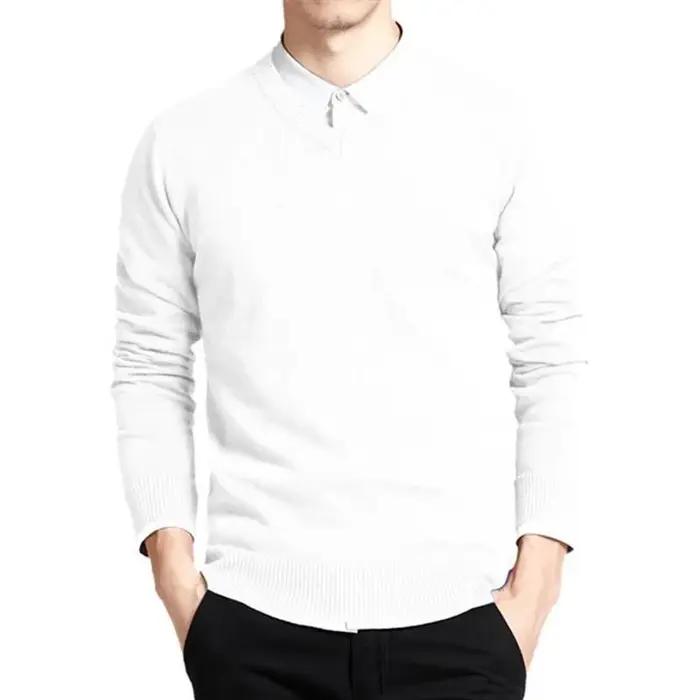Pull en coton hommes à manches longues pulls vêtements d'extérieur homme col en V