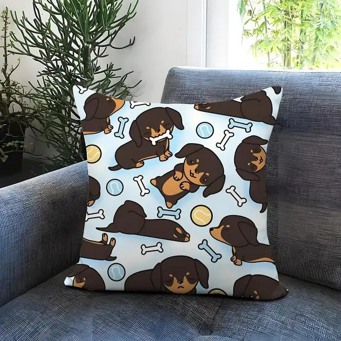 Housse de coussin en forme de chien saucisson réversible polyester pour décoration maison et voiture occaions spéciales