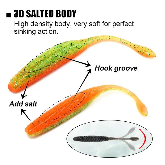 Spinpoler bâton ver Softbait leurre de pêche salé queue droite 75mm 90mm 110mm parfait natation plas
