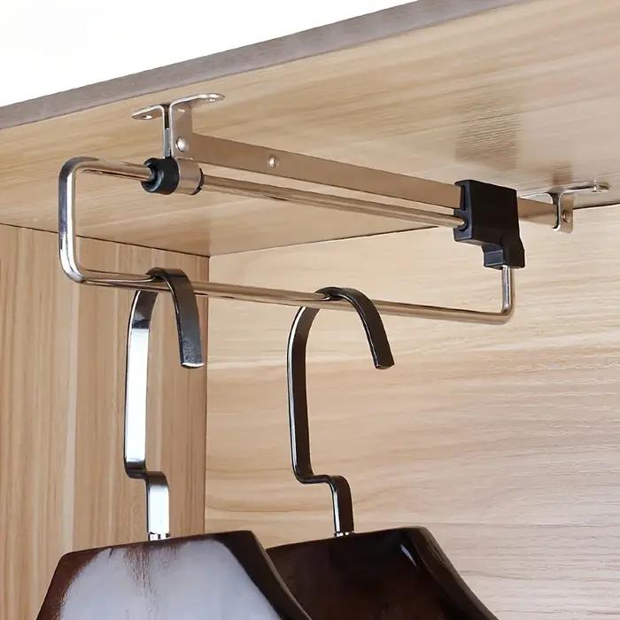 Tringle de rangement coulissante réglable et pliable acier carbone pour armoire organisateur gain de place séchoir occasions spéciales