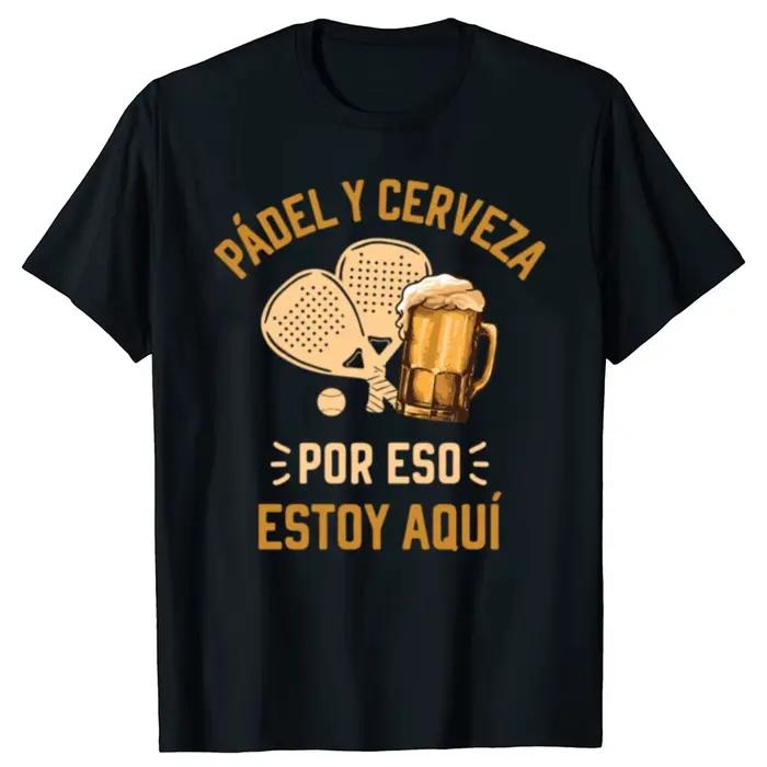 T-shirt Padel et Beer That's Why I'm Here pour homme, T-shirt de tennis, bière drôle, Économie décontractés vintage, vêtements d'été en coton